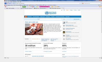 World Health Organization Screenshot